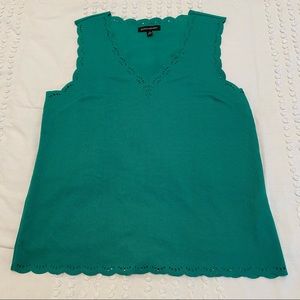 Banana Republic Green Sleeveless Laser Cut Blouse